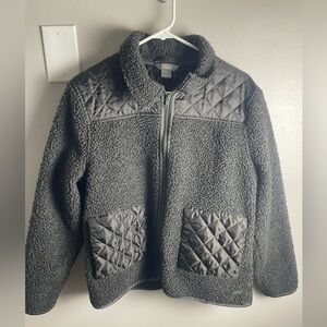 Black/ charcoal Quilted Sherpa Jacket